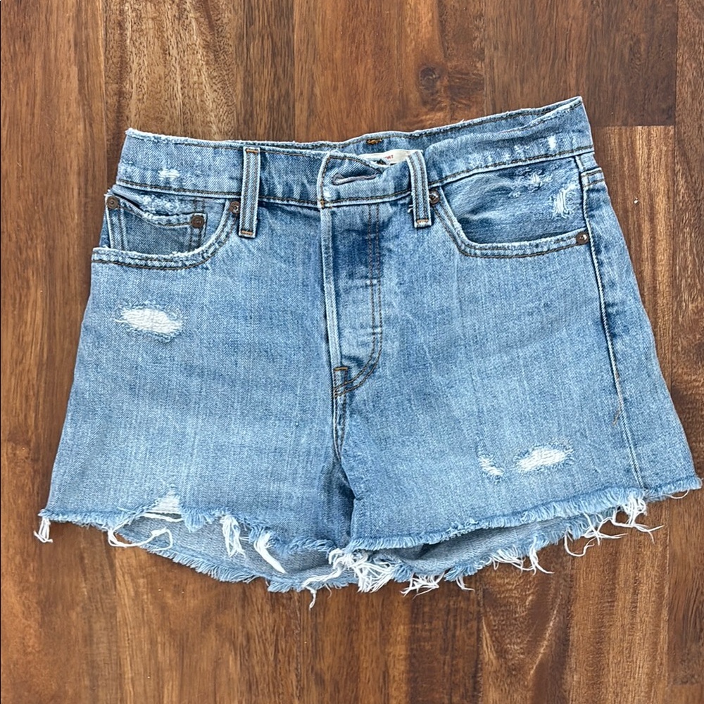 Levi’s High Waist Distressed Denim Shorts